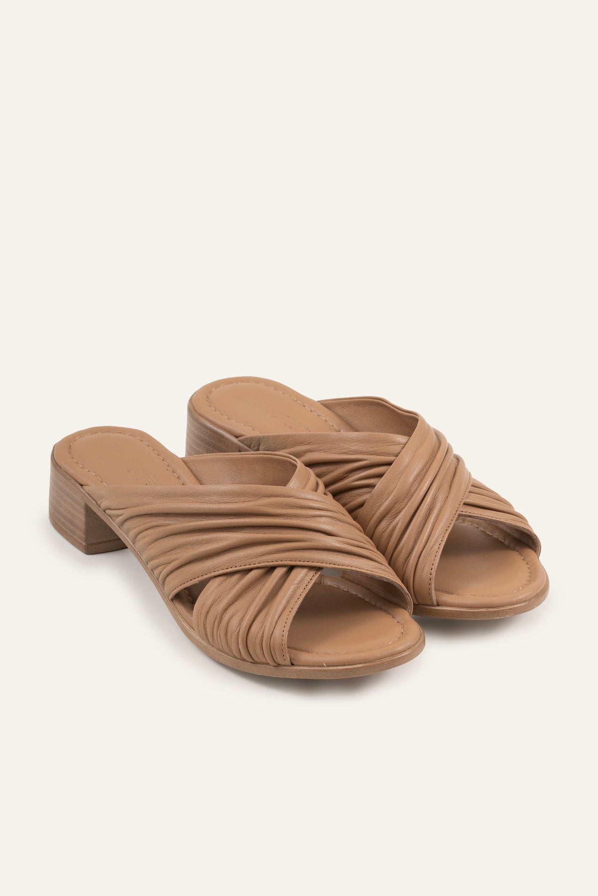 Procida Genuine Leather Women Low Heel Mules Taupe - view 2