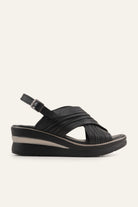 Rhodes Genuine Leather Women Wedge Sandals Black - view 1