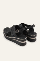 Rhodes Genuine Leather Women Wedge Sandals Black - view 3