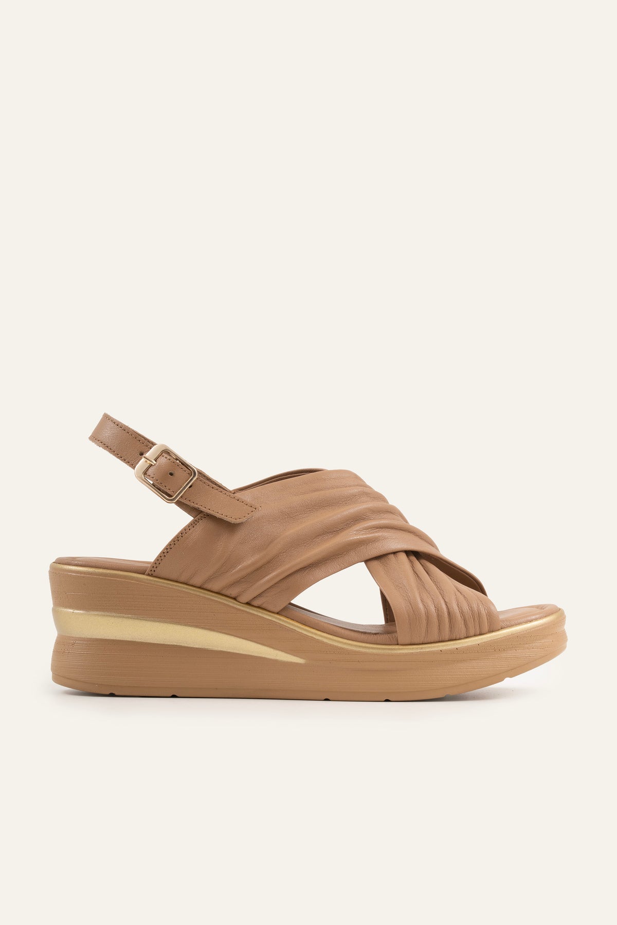 Rhodes Genuine Leather Women Wedge Sandals Taupe - view 1