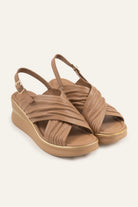 Rhodes Genuine Leather Women Wedge Sandals Taupe - view 2