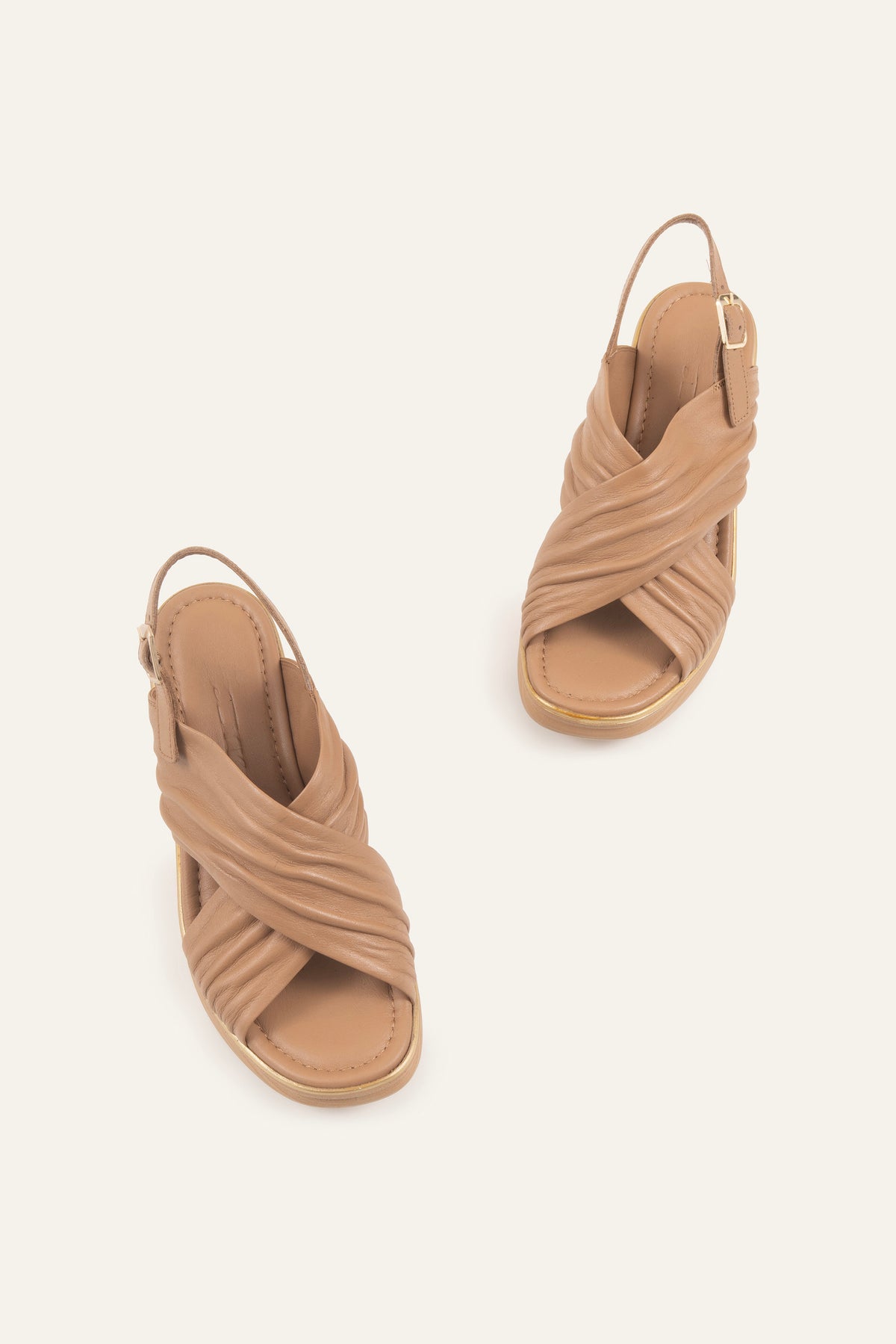 Rhodes Genuine Leather Women Wedge Sandals Taupe - view 4