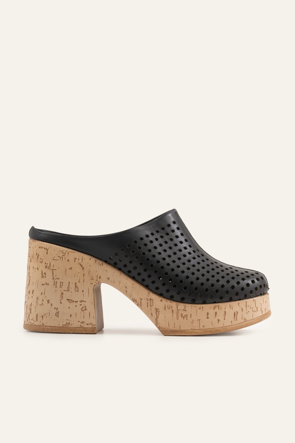 Ronda Genuine Leather Women Cork Heel Clogs Black - view 1