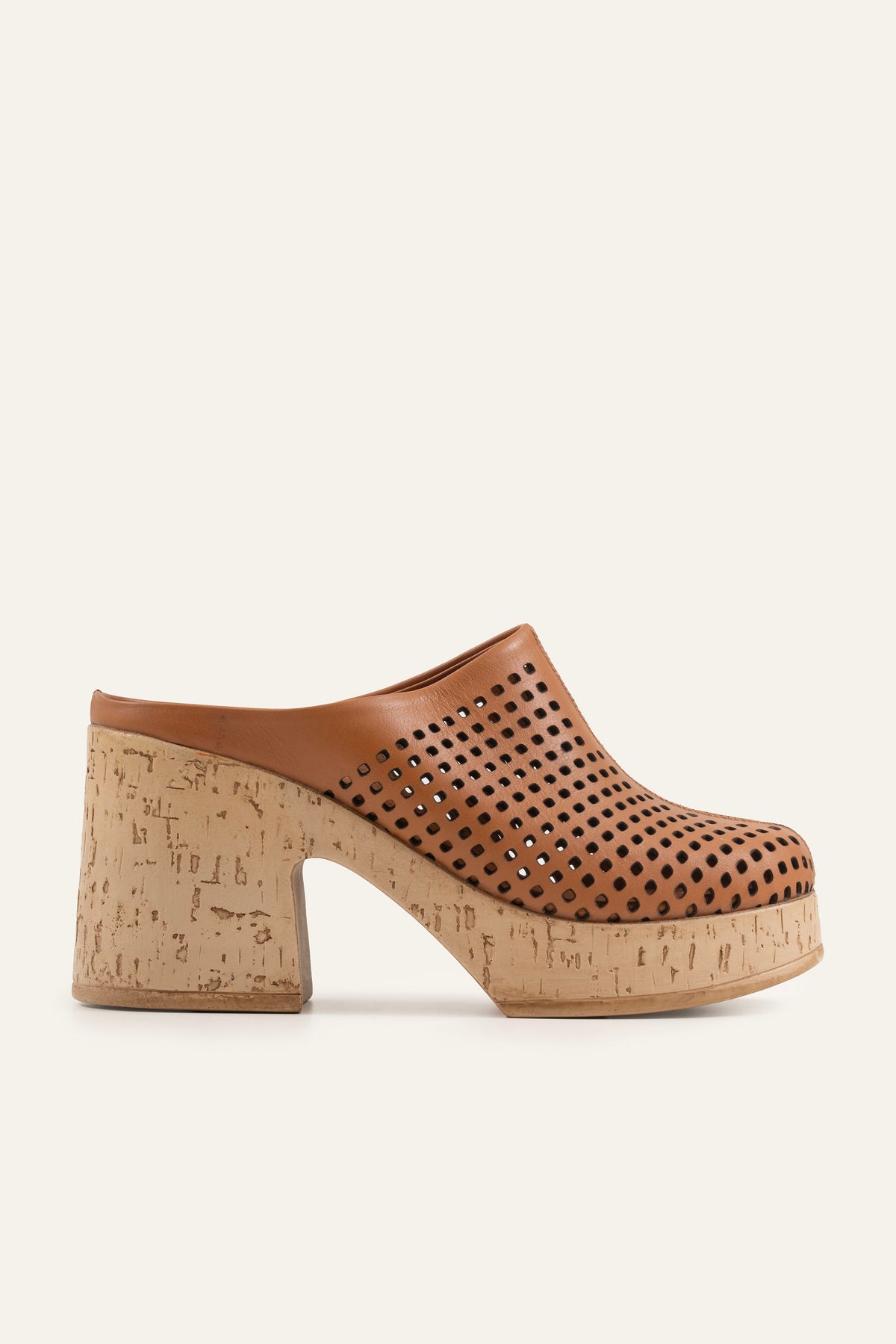 Ronda Genuine Leather Women Cork Heel Clogs Tan - view 1