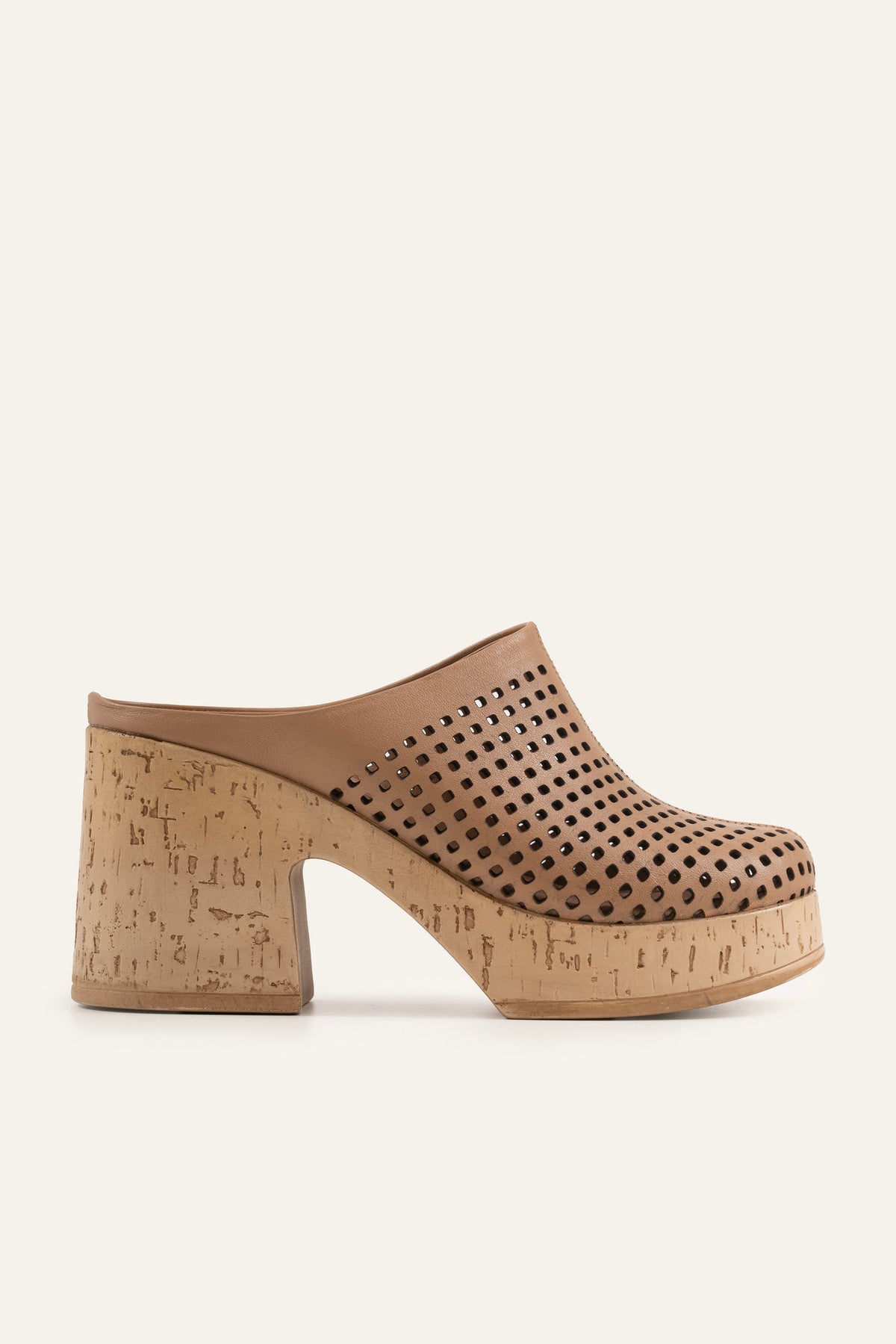 Ronda Genuine Leather Women Cork Heel Clogs Taupe - view 1