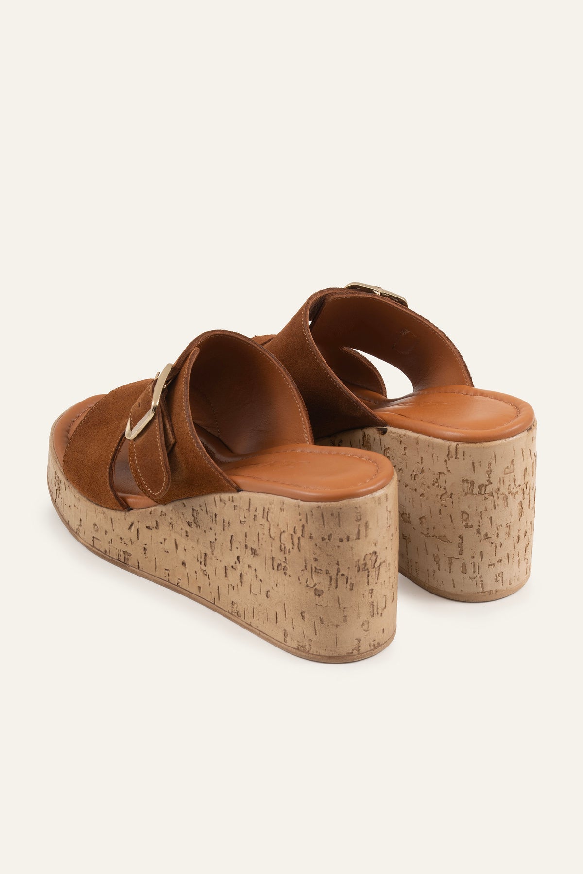 Sevilla Genuine Suede Women Cork Wedge Slides Brown - view 3