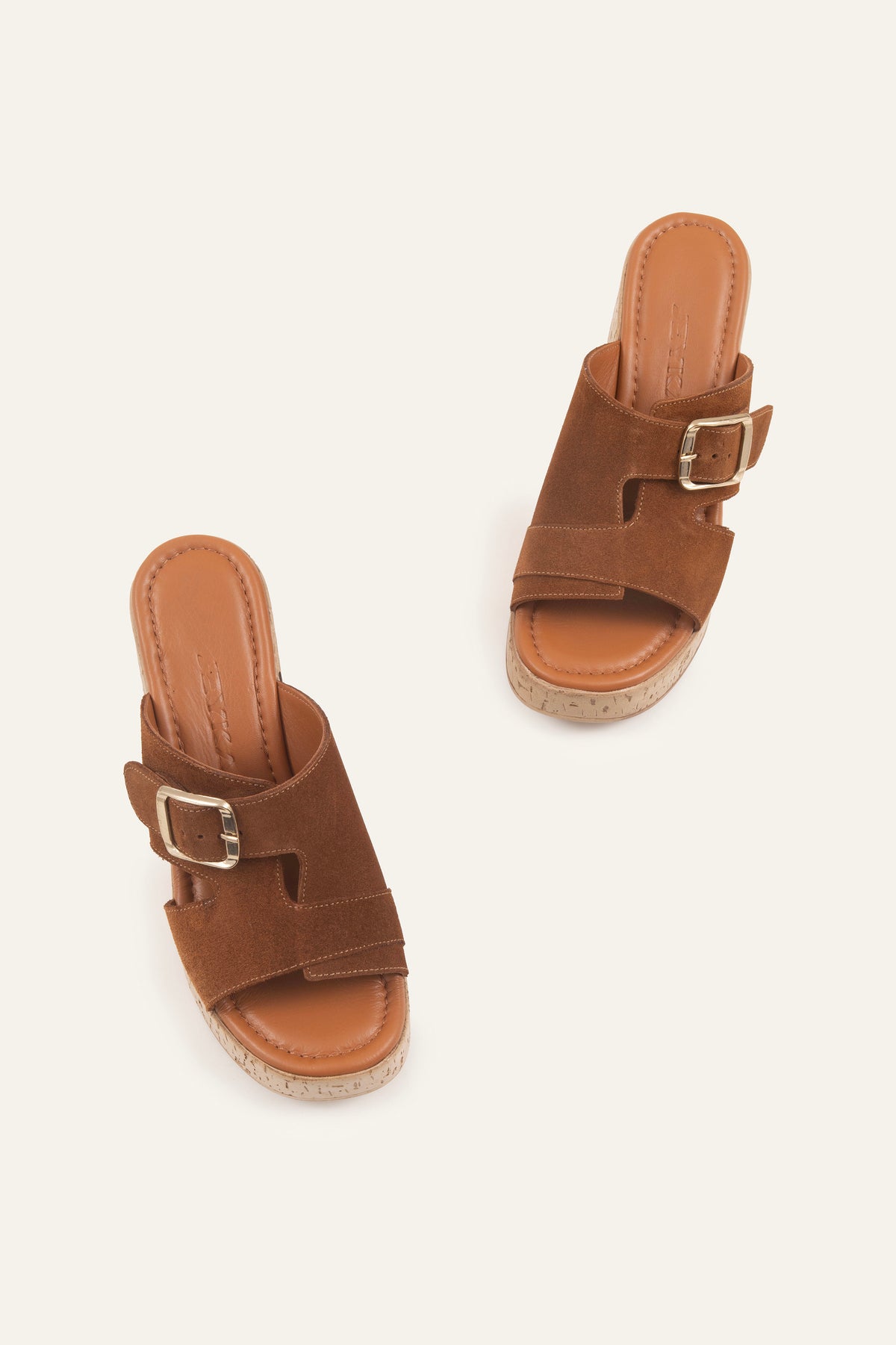 Sevilla Genuine Suede Women Cork Wedge Slides Brown - view 4