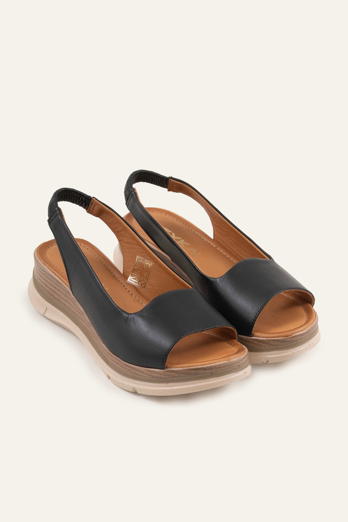 Stresa Genuine Leather Women Wedge Sandals Black - view 2