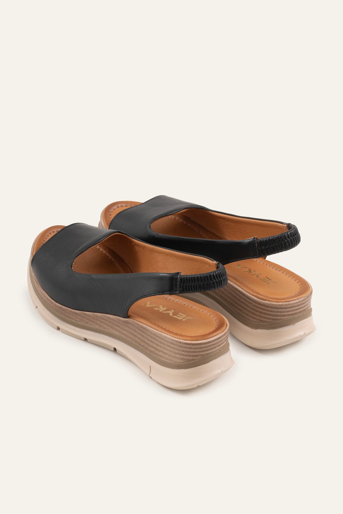 Stresa Genuine Leather Women Wedge Sandals Black - view 3