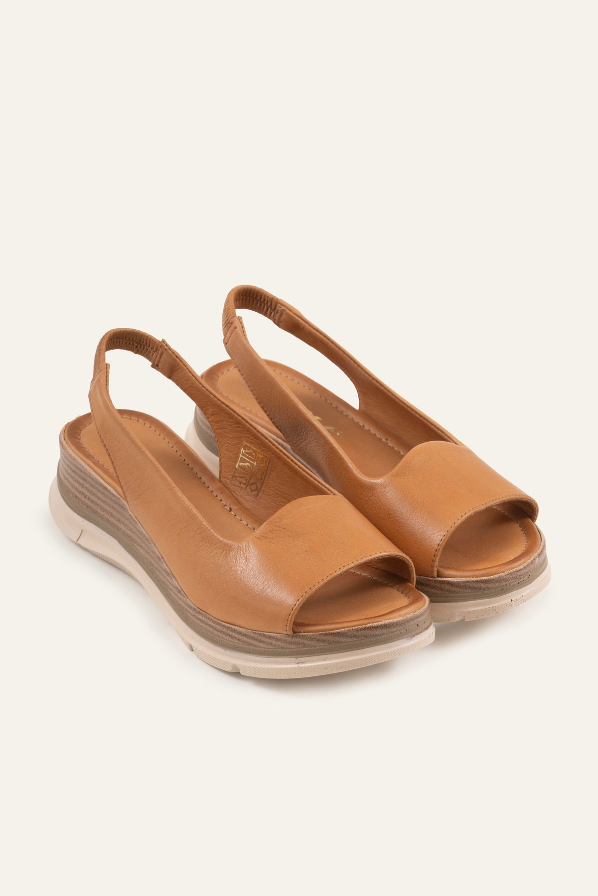 Stresa Genuine Leather Women Wedge Sandals Tan - view 2