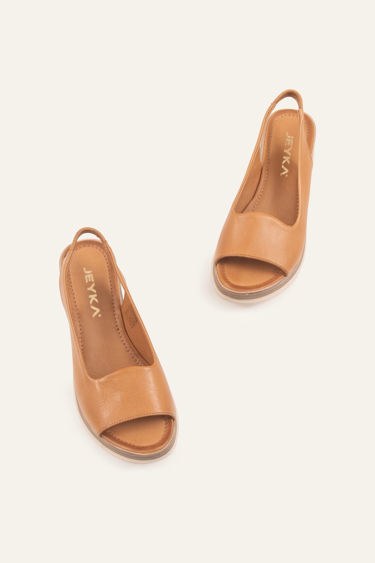 Stresa Genuine Leather Women Wedge Sandals Tan - view 4