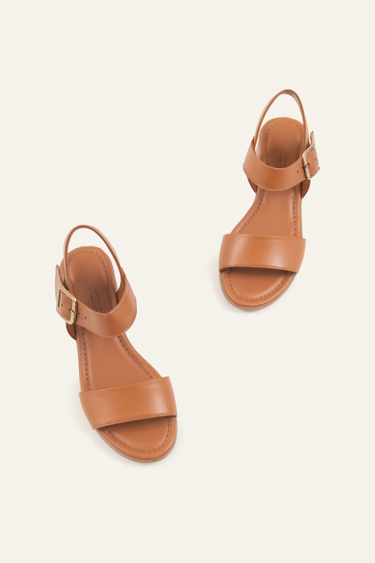 Taormina Genuine Leather Women Cork Heel Sandals Tan - view 4