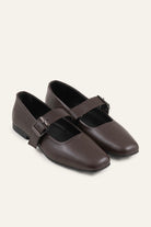 Torino Genuine Leather Women Mary Jane Flats Dark Brown - view 3