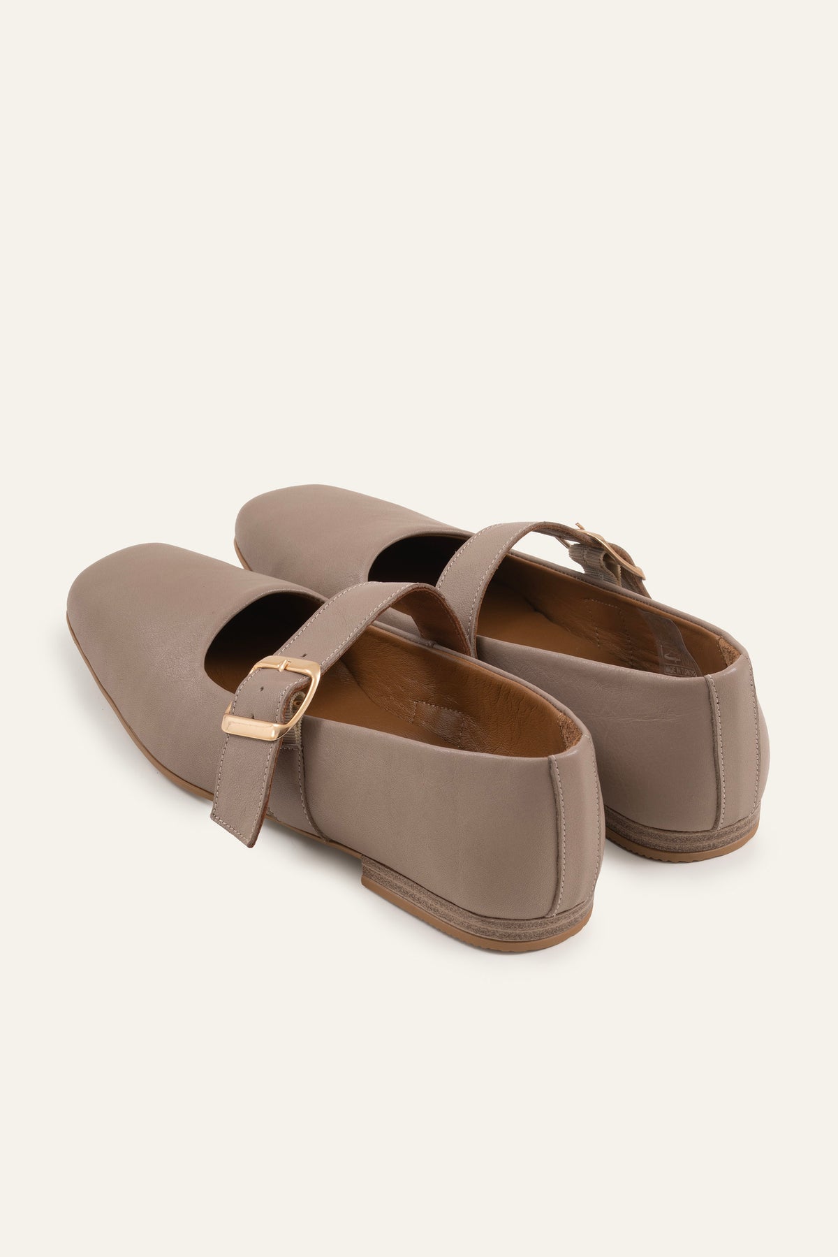 Torino Genuine Leather Women Mary Jane Flats Taupe - view 4