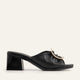 Trieste Genuine Leather Women Block Heel Mules Black