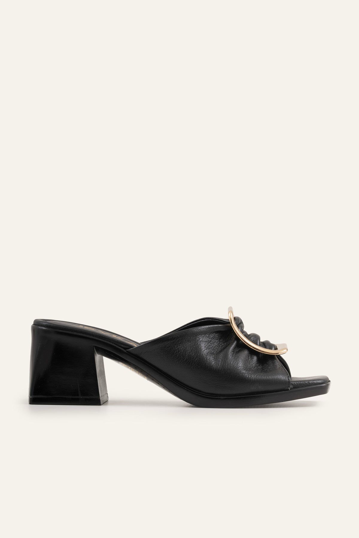 Trieste Genuine Leather Women Block Heel Mules Black - view 1