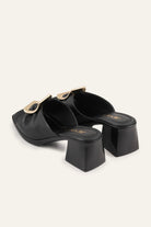 Trieste Genuine Leather Women Block Heel Mules Black - view 3