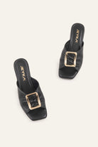 Trieste Genuine Leather Women Block Heel Mules Black - view 4