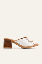 Trieste Genuine Leather Women Block Heel Mules White - view 1