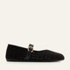 Umbria Genuine Suede Women Mary Jane Flats Black
