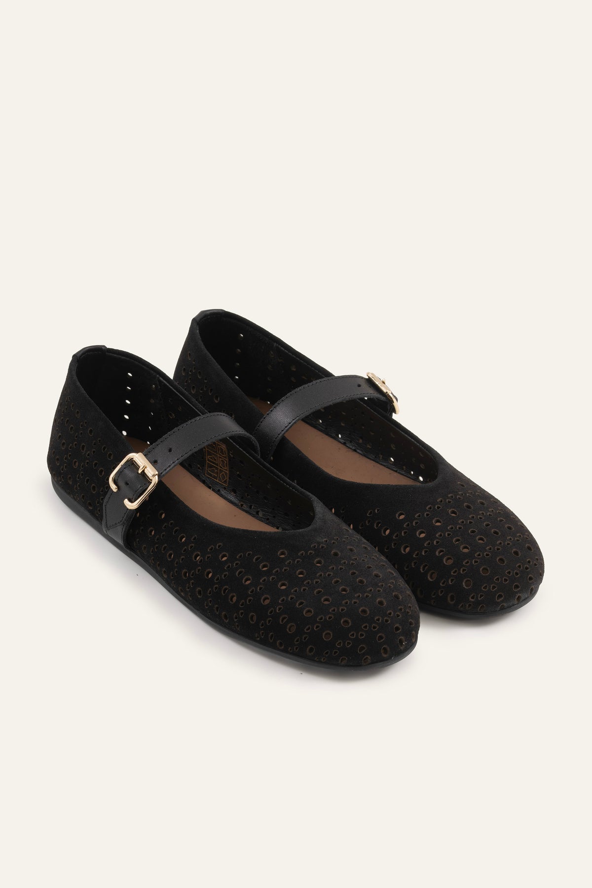 Umbria Genuine Suede Women Mary Jane Flats Black - view 3