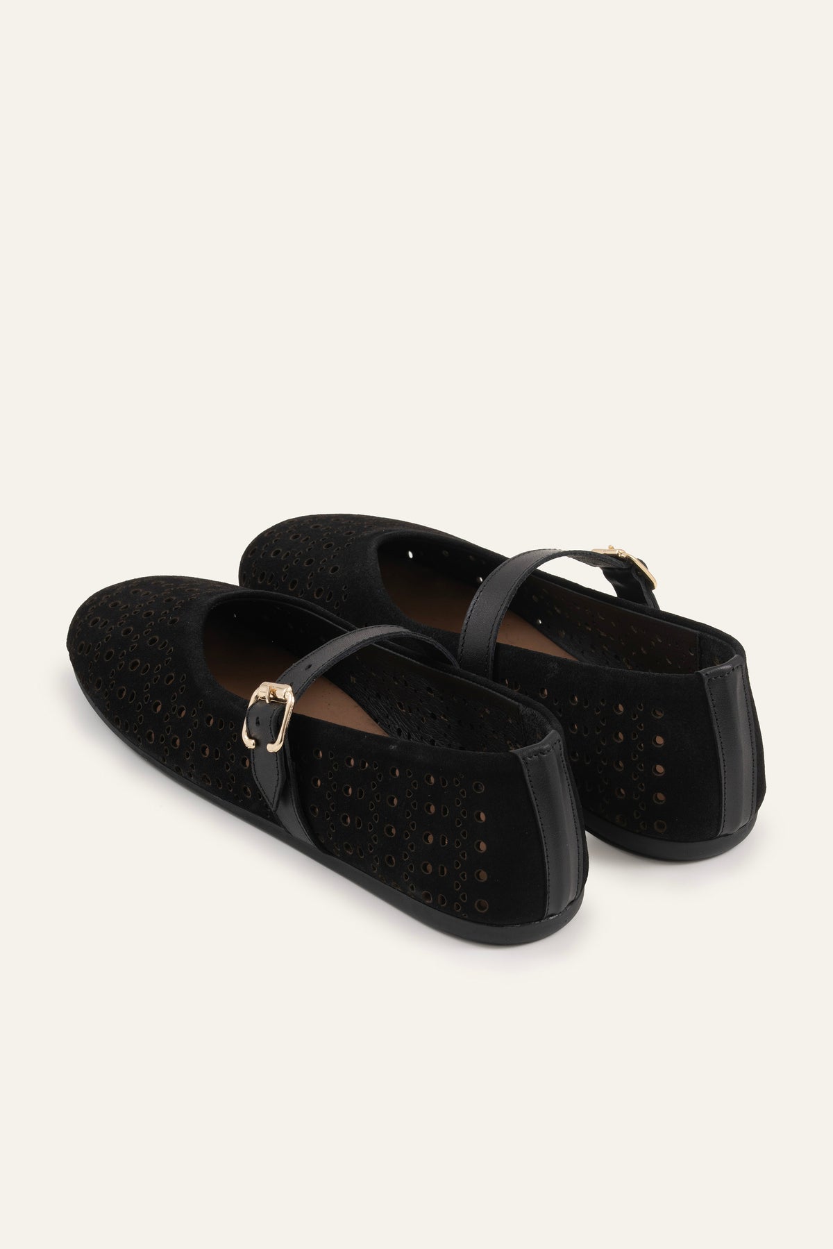 Umbria Genuine Suede Women Mary Jane Flats Black - view 4