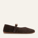 Umbria Genuine Suede Women Mary Jane Flats Dark Brown