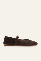 Umbria Genuine Suede Women Mary Jane Flats Dark Brown - view 1