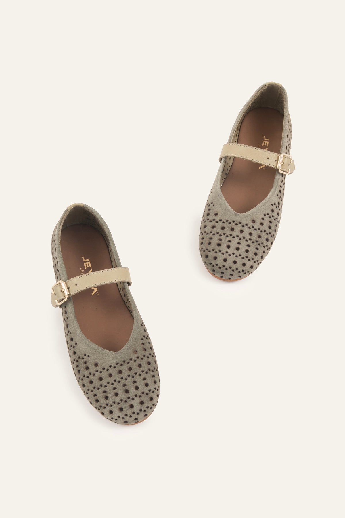 Umbria Genuine Suede Women Mary Jane Flats Khaki - view 2