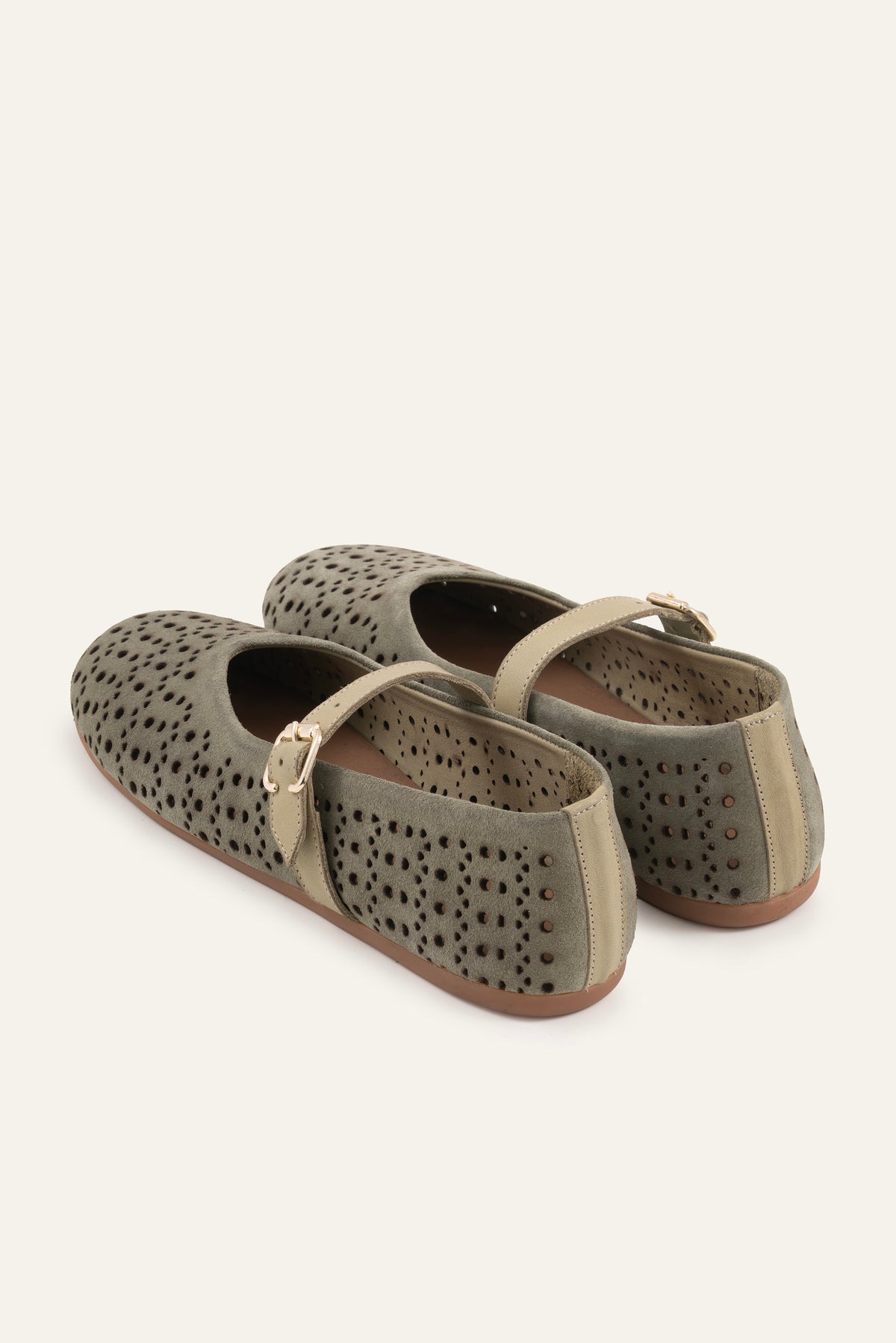 Umbria Genuine Suede Women Mary Jane Flats Khaki - view 4