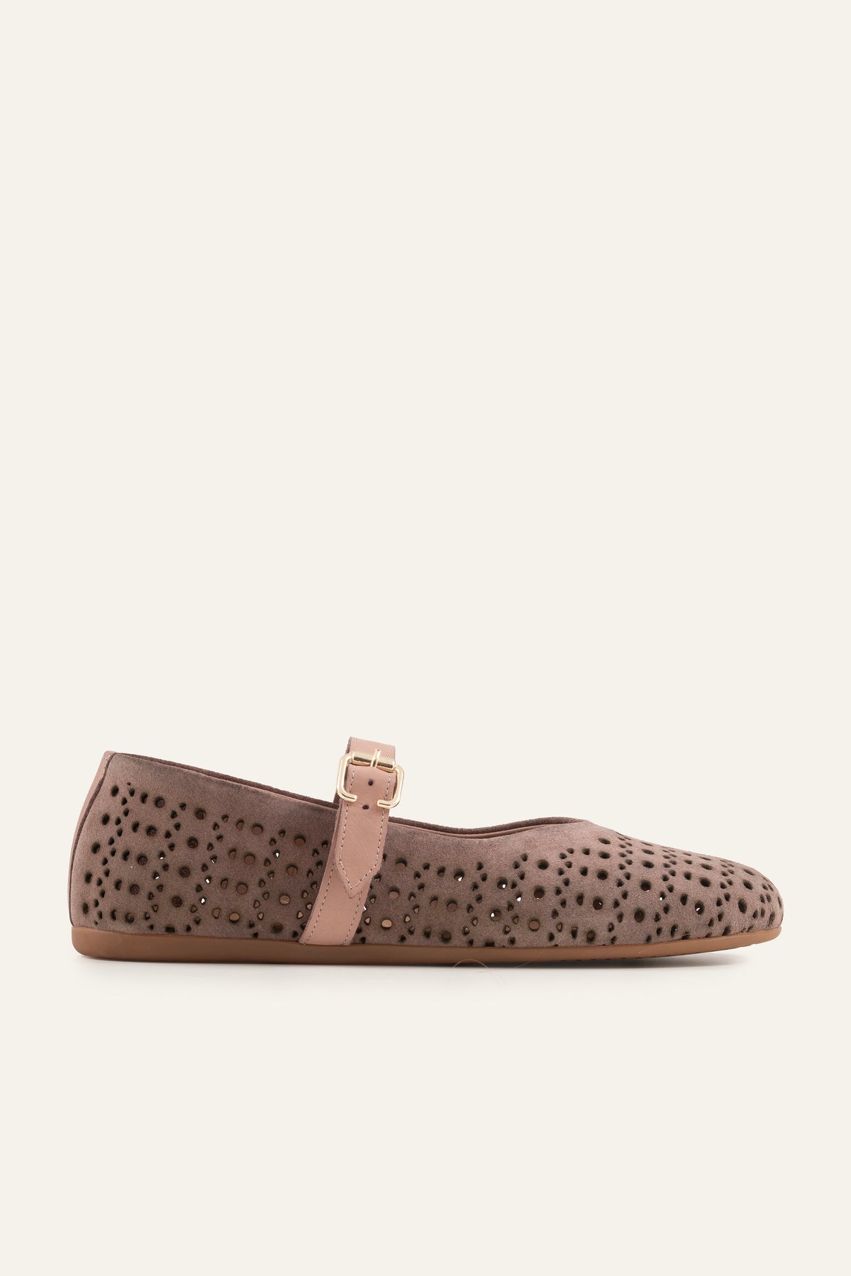 Umbria Genuine Suede Women Mary Jane Flats Taupe - view 1