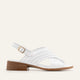 Valencia Genuine Leather Women Low Heel Sandals White