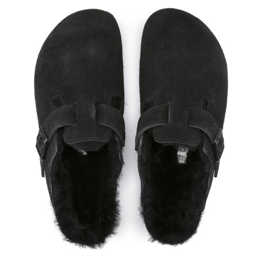 Boston Shearling Black Suede Leather/Shearling Narrow