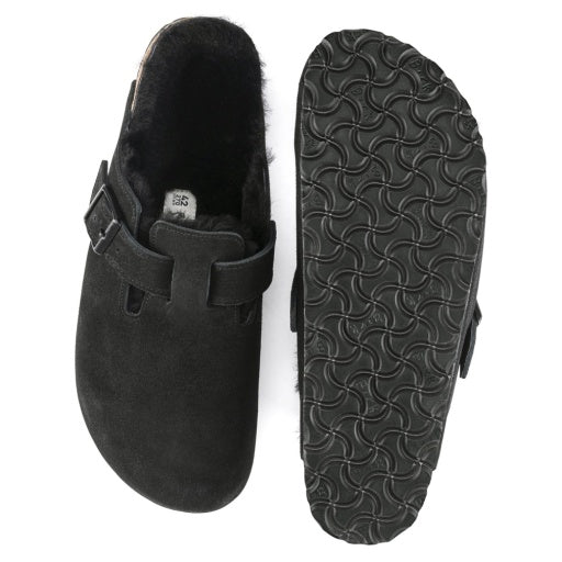 Boston Shearling Black Suede Leather/Shearling Narrow