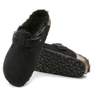 Boston Shearling Black Suede Leather/Shearling Narrow