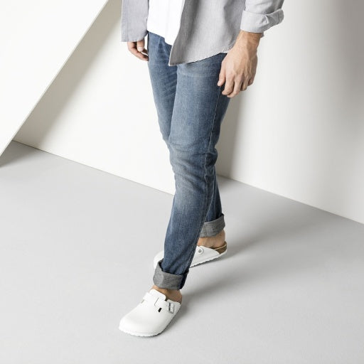Boston White Smooth Leather Narrow