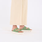 Arizona Chunky Green Tea Suede Leather Narrow