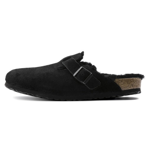 Boston Shearling Black Suede Leather/Shearling Narrow