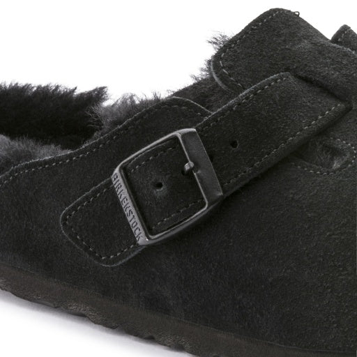 Boston Shearling Black Suede Leather/Shearling Narrow