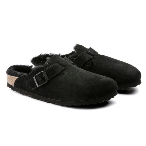Boston Shearling Black Suede Leather/Shearling Narrow