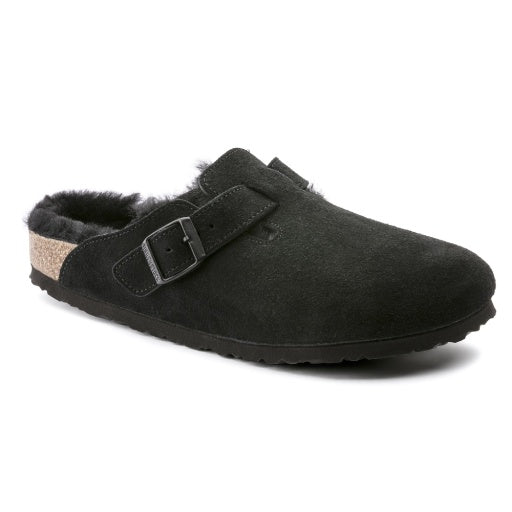 Boston Shearling Black Suede Leather/Shearling Narrow