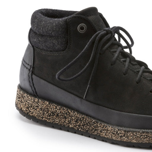Honnef High Black Nubuck Leather Narrow