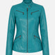 Sonia Turquoise Leather Jacket Women Jeyka