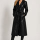 Tracy Black Leather Trench Coat